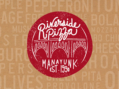 Riverside Pizza logo branding hand lettering illustration logo pizza shop type typography