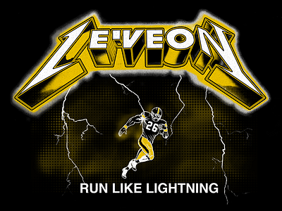 Le'Veon Lighting football graphic metal music nfl t shirt type typography vintage