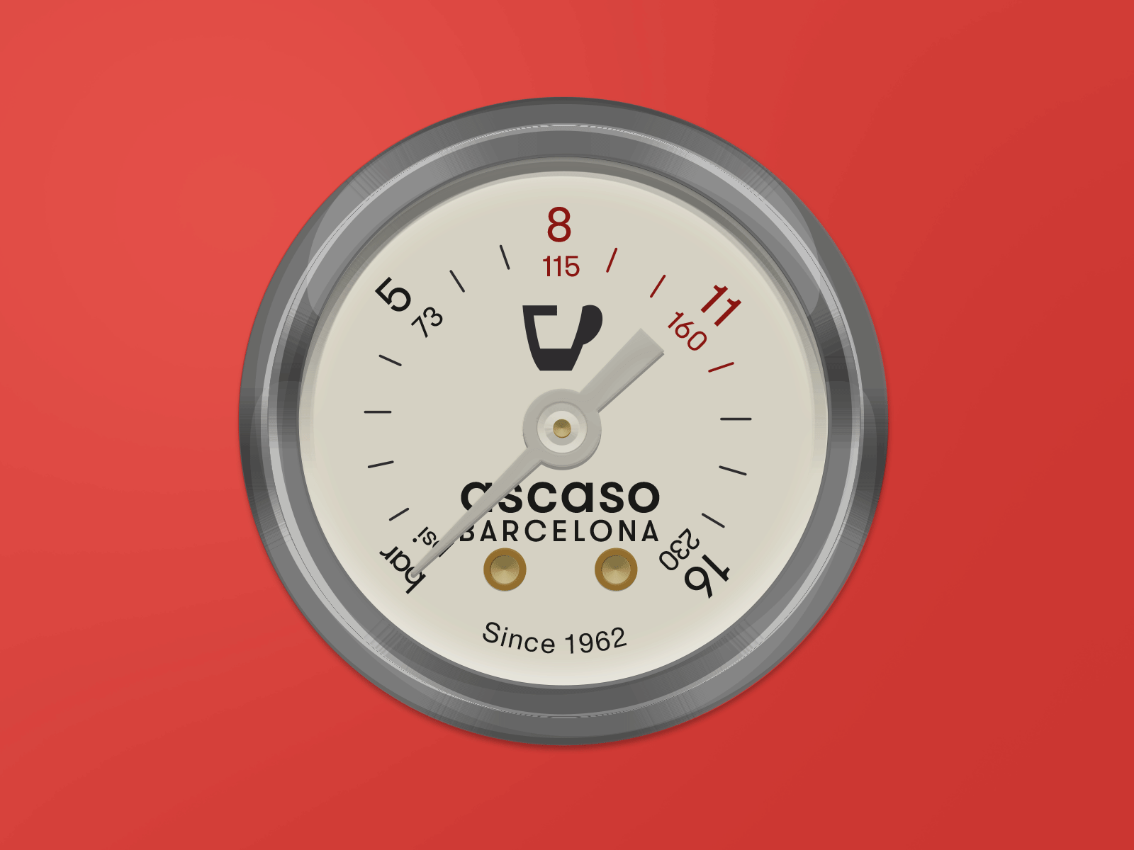 Ascaso dream gauge coffee detail espresso gauge series