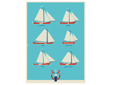 Boats Poster boat craft dutch illustration nautical poster screenprint ship
