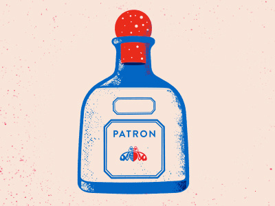 Patron bottle color drinks illustration poster retro screenprint tequila texture vector vintage