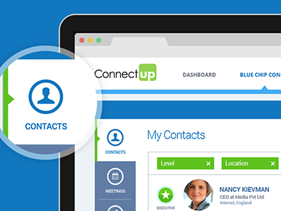 ConnectUp Quick Connect app app design application contacts flat logout nav nav bar navigation web app