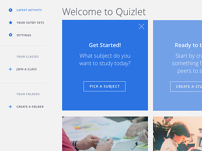 Quizlet Dashboard dashboard desktop grid redesign web