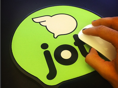 Jott SWAGGG branding jott logo mousepad startup swag texting