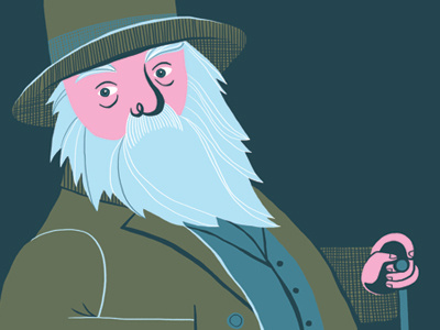 Walt Whitman beard blue pink walt whitman