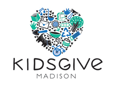 Kids Give Logo blue green heart kids logo