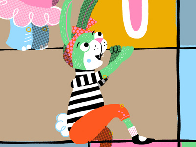 Climbing Bunny bunny illustration stripes