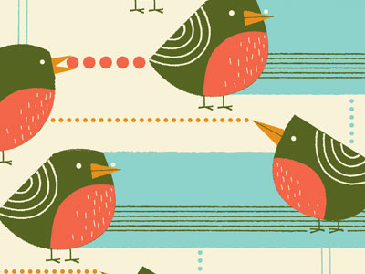 Robins in the Snow bird illustration pattern robin