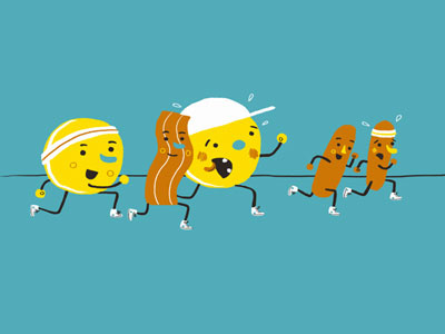 Pancake Race bacon illustration pancakes