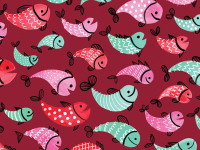 Painted Fish fish gouache illustration pattern