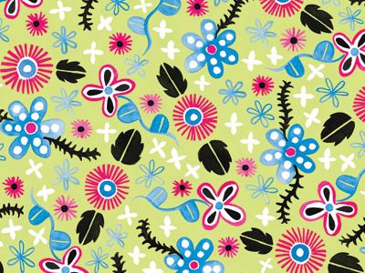 Painted Flowers floral gouache illustration pattern