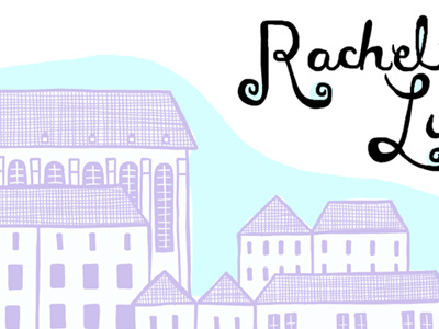 Rachel Blog Header aqua houses purple