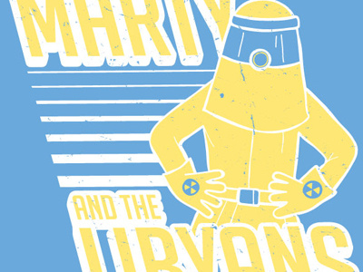 Marty and the Libyans blue tshirt yellow