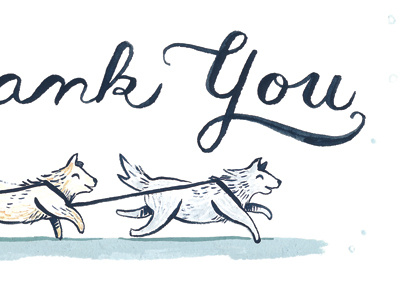 Wedding Thank You dog gouache script wedding