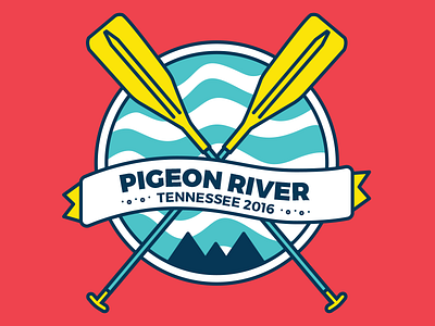 Adventure on Pigeon River adventure badge illustration rafting river tennessee