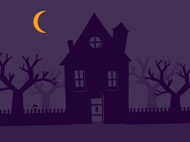Spooky Season animation creepy flat ghost halloween haunted illustration moon night silhouette skull spooky