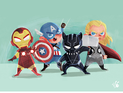 Mini Avengers are still scary! avengers avengers illustration black panther captain america character design chibi children book illustration childrens book childrens illustration digital illustration digital painting illustration illustration art ipadpro ipadproart ipadprocreate ironman kidsillustration procreate thor