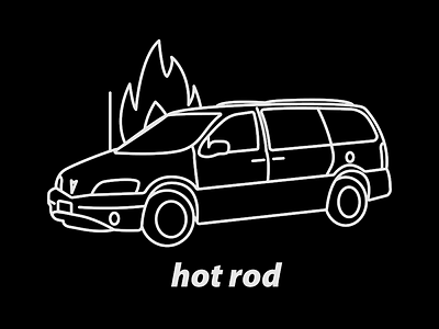 Hot Rod 2019 adobe black car fire illustrator line type van vector white