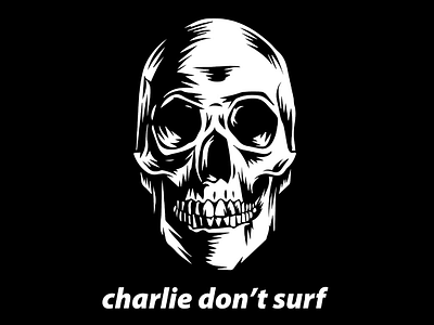 charlie don’t surf adobe black design illustration illustrator skull sticker text white