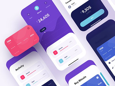 Finance App - iOS UI Dashboard - Fintech app calculator clean colorful crypto cryptocurrency finance financial fintech flat graphic ios market material math numbers rounded sotcks ui visualization