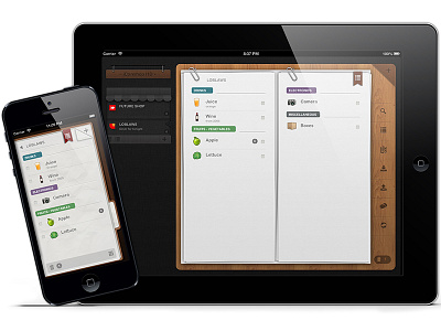 iCanShop app ipad iphone list multi shopping skeuomorphism wood