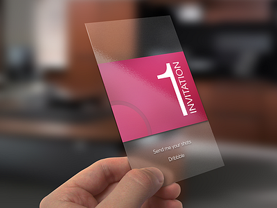 Dribbble invite card colored flat invitation invite office pink rose transparent typo vertical