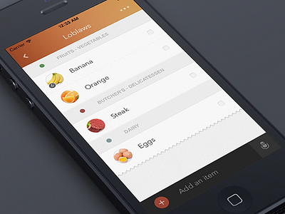 iCanShop - the shopping list redesign flat interface iphone items list mobile orange redesign shopping