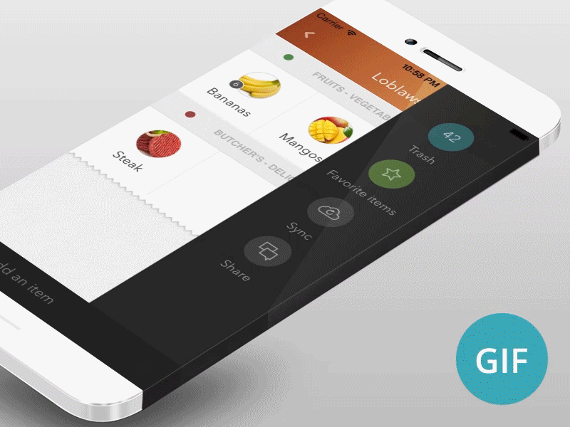 GIF - iCanShop Animation animated animation flat gif icanshop interface iphone items list mobile redesign shopping
