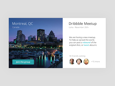Dribbble Meetup Montreal designers dribbble flat interface meeting meetup mobile montreal widget