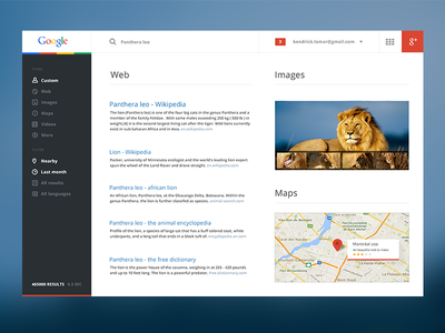 Google Redesign flat gmail google interface lion mobile results website widget