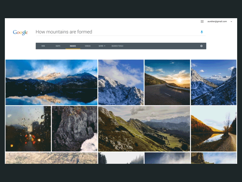 Google.com transitions animation blue clean flat gallery google mic mountains transition
