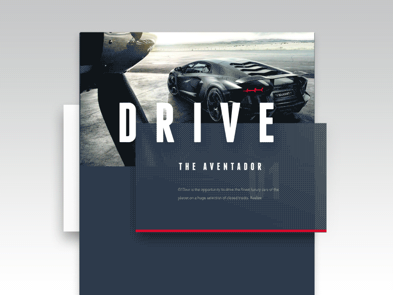 Presentation for Drive animation car collage diffuse drive lamborghini menu red scroll transition ui white