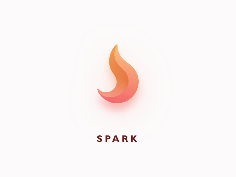 Spark logo illustration 3d shadow simple burning spark fire app icon logo