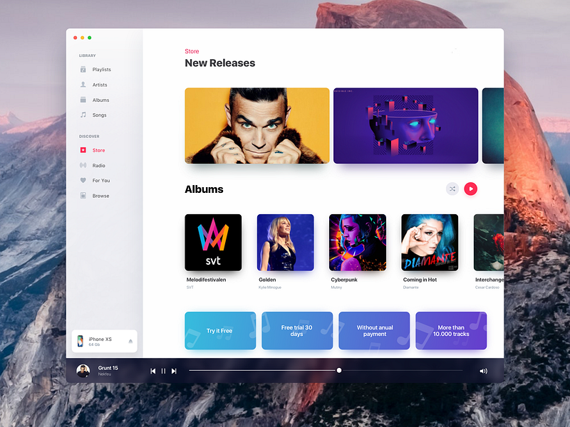 Apple OS Music Redesign available by Aurélien Salomon UX for Orizon: UI ...