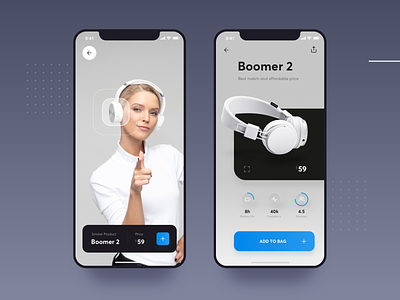 Augmented Reality Similar Product apple ar augmented buy camera design device flat headphones interface ios list material music processing recognition similar store ui virtual