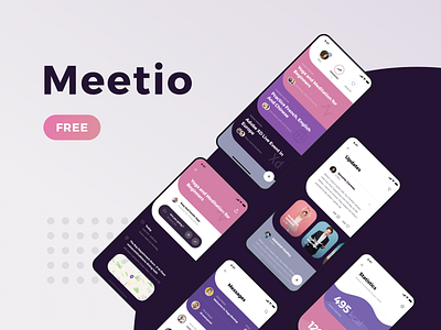 Social Meet Up UI Kit adobexd app apple cards color curve flat free freebie interface kit material mobile round rounded ui unique xd