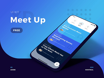Customize the Meet Up Ui Kit - Branding and Logo adobexd animation app cards colors curve design flat free freebie gradients interface kit mac mobile motion round rounded xd