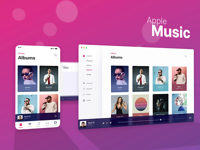 Apple Music Ui Kit 3d album animation app artist camera card clean dof flat interface ios list mac material motion music player shadow ui