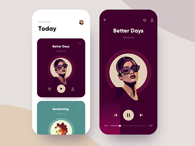 Apple Music Player - Playlist android app apple artist clean colorful design entertainment interface ios list material mobile music play player playlist ui
