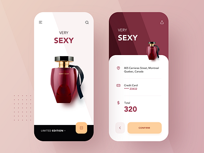 Perfume - Very Sexy app apple buy clean e commerce expensive flat high end interface jewelry limited list luxurious luxury material mobile modern perfume store ui