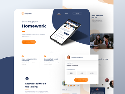 StudyTable - Case study Landing Page & Branding for Students 3d android app brand branding conversion education engaging ios landing landing page learning logo modern scroll student typography web website design young