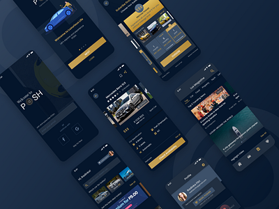 POSH - Prestige Car Rental Mobile App app car rental car rental app dark mode dark theme dark ui design mobile app mobile app design mobile ui ui ui ux design ui design uidesign uiux ux design uxdesign