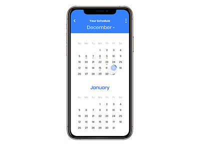 Calendar Animation Prototype animation app application blue button calendar dailyui design figma illustration prototype schedule scheduler selection