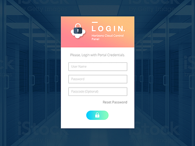 Login Page - Horizons Cloud Control Panel