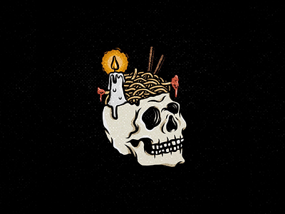 Candle Light Dinner badge design illustration skull vintage