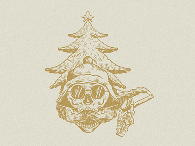 Merry Xmas 🎉🎄 art illustration skull