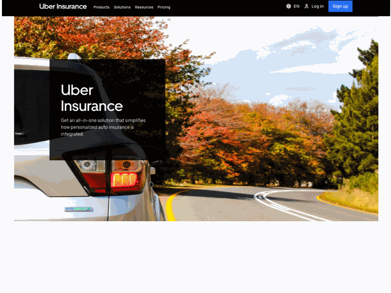 What if Uber offered personalized car insurance landing page layout