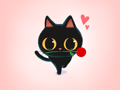 Picked it up on the way🌹💌 cat character cute doodle emoji emoticon event gift illustration imessage stickers mojitock stickers valentine valentines day valentines day card