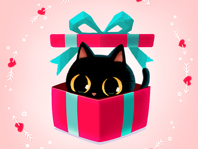 Be My Valentine😻🌹💌 blackcat cat catlover characterdesign cute emoji emoticon gift giftbox mojitok stickers stickers for imessage surprise valentinesgift