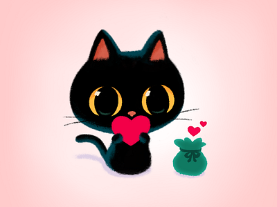 Happy valentine's day💘 blackcat character couple cute drawing education emoji emoticon gift heart illustration love stickers stickers for imessage valentine valentinesday